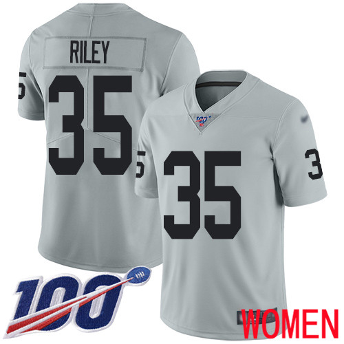 Oakland Raiders Limited Silver Women Curtis Riley Jersey NFL Football #35 100th Season Inverted Legend Jersey